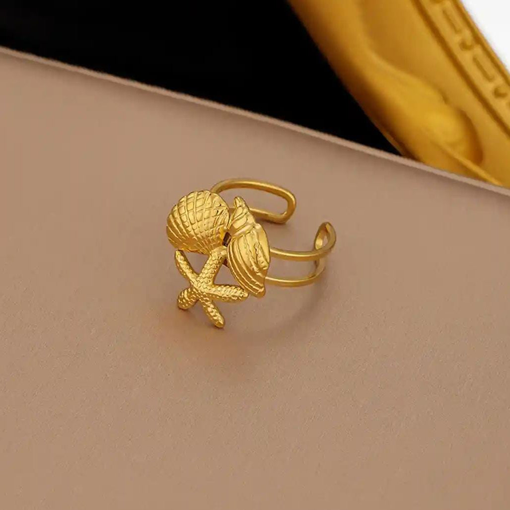 TFC Adjustable Sea Treasure Gold Plated Ring