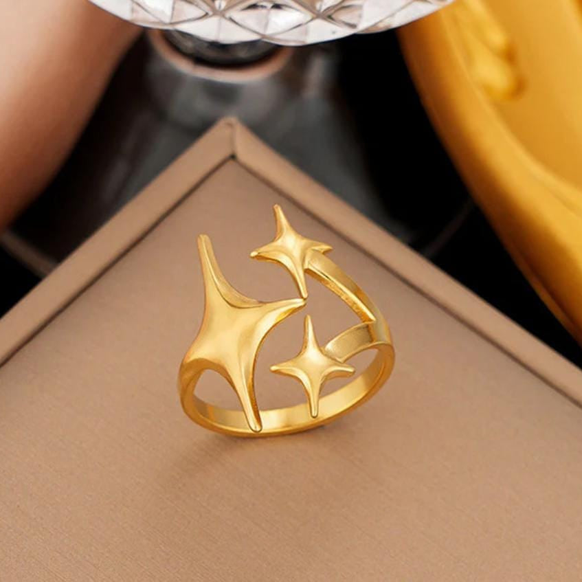 TFC Adjustable Sparkle Star Gold Plated Ring