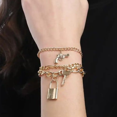 TFC Lock Charm Gold Plated Bracelet