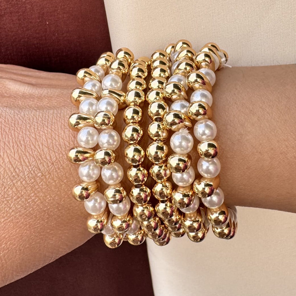 TFC Pearl Stock Gold Plated Bracelet (set of 6)