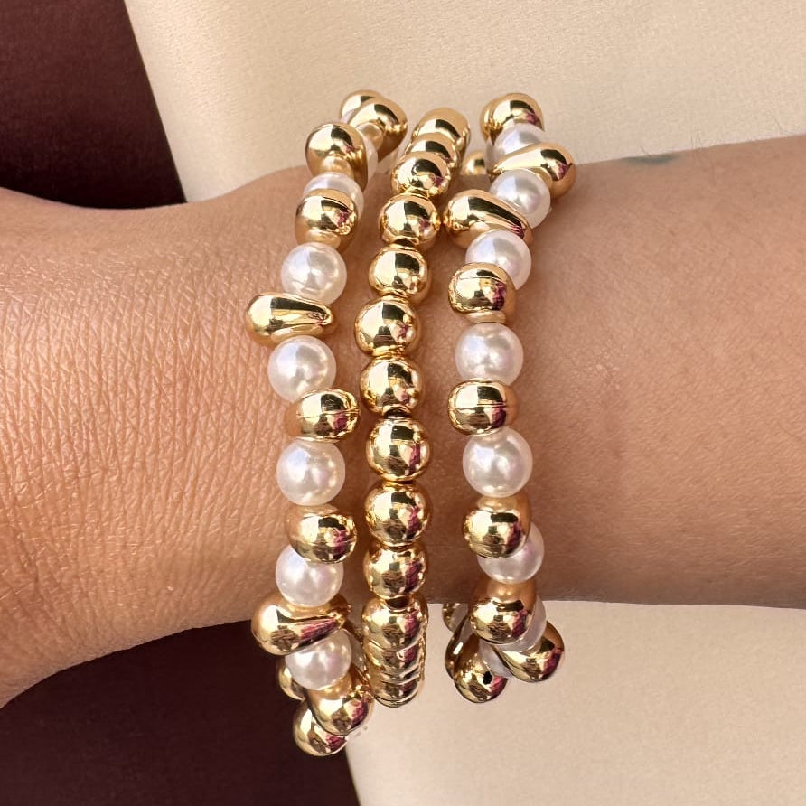 TFC Pearl Glam Gold Plated Bracelet (set of 3)