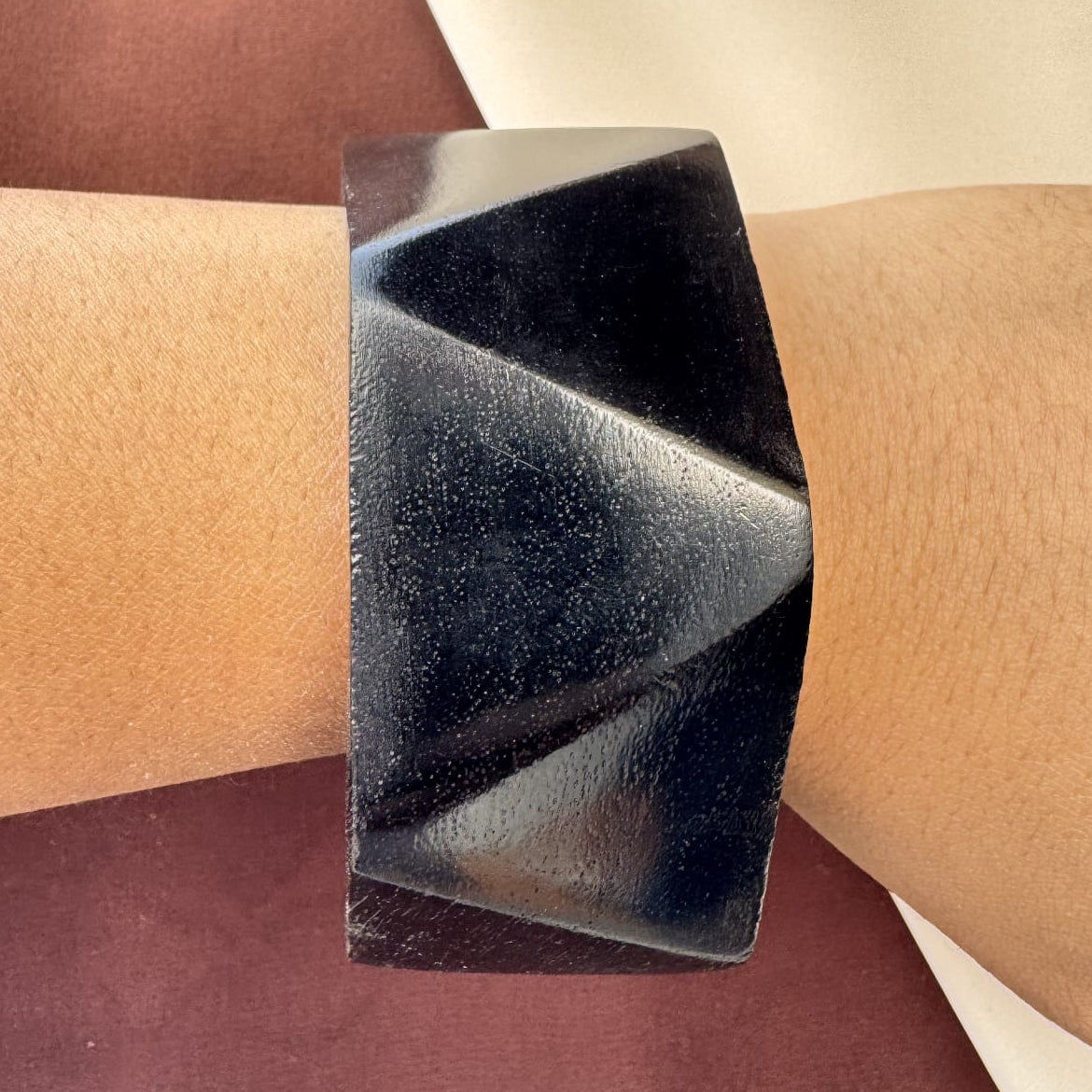 TFC Size 2.8 Black Triangle Wooden Bangle