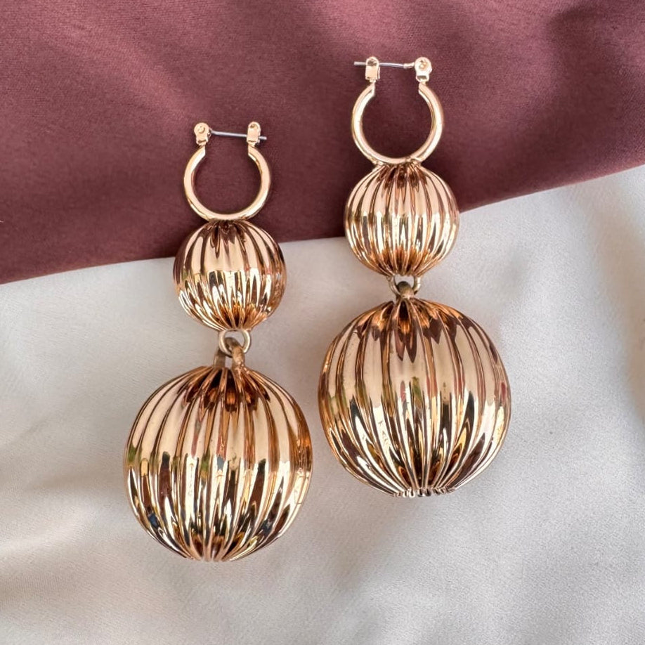 TFC Round Vortex Gold Plated Dangler Earrings