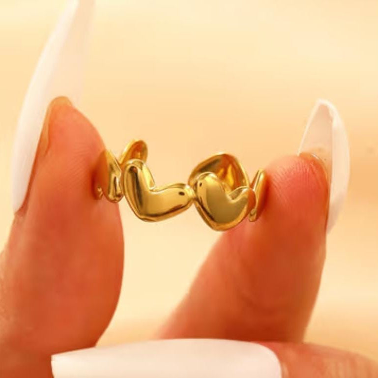 TFC Adjustable Wavey Heart Gold Plated Ring
