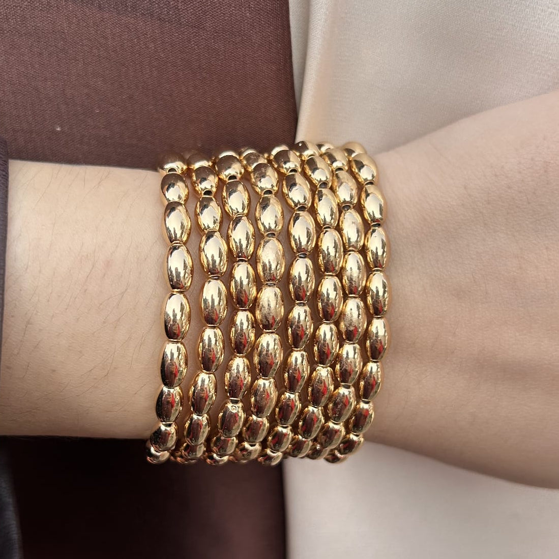 TFC Ovaley Bead Gold Plated Bracelet (set of 8)