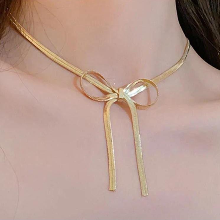 TFC Long Bow Gold Plated Necklace