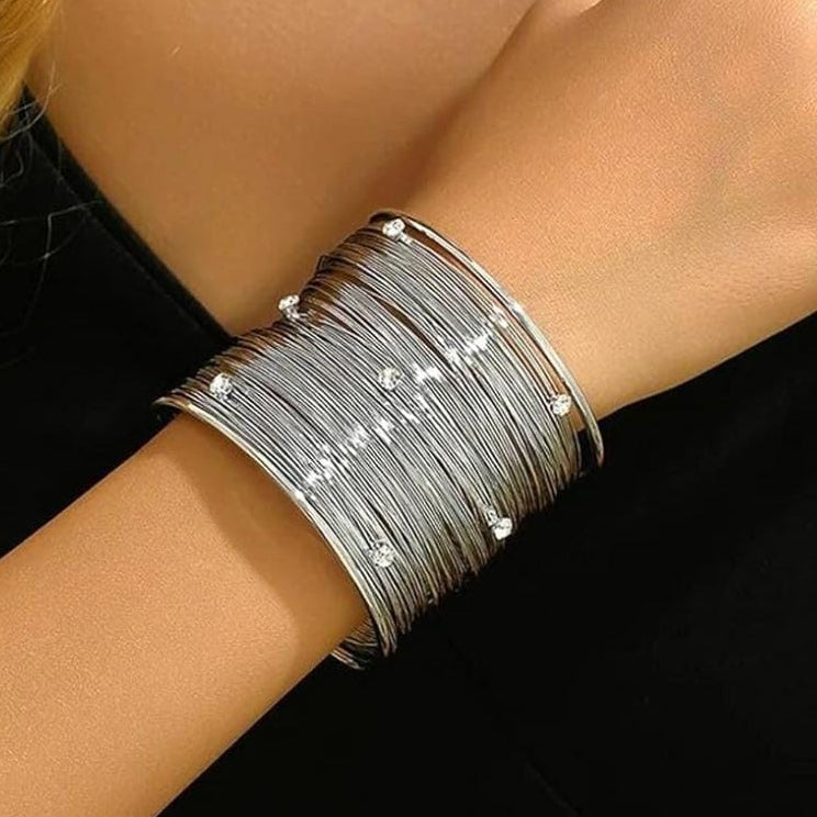 TFC Adjustable Endless Stone Silver Plated Cuff Bracelet