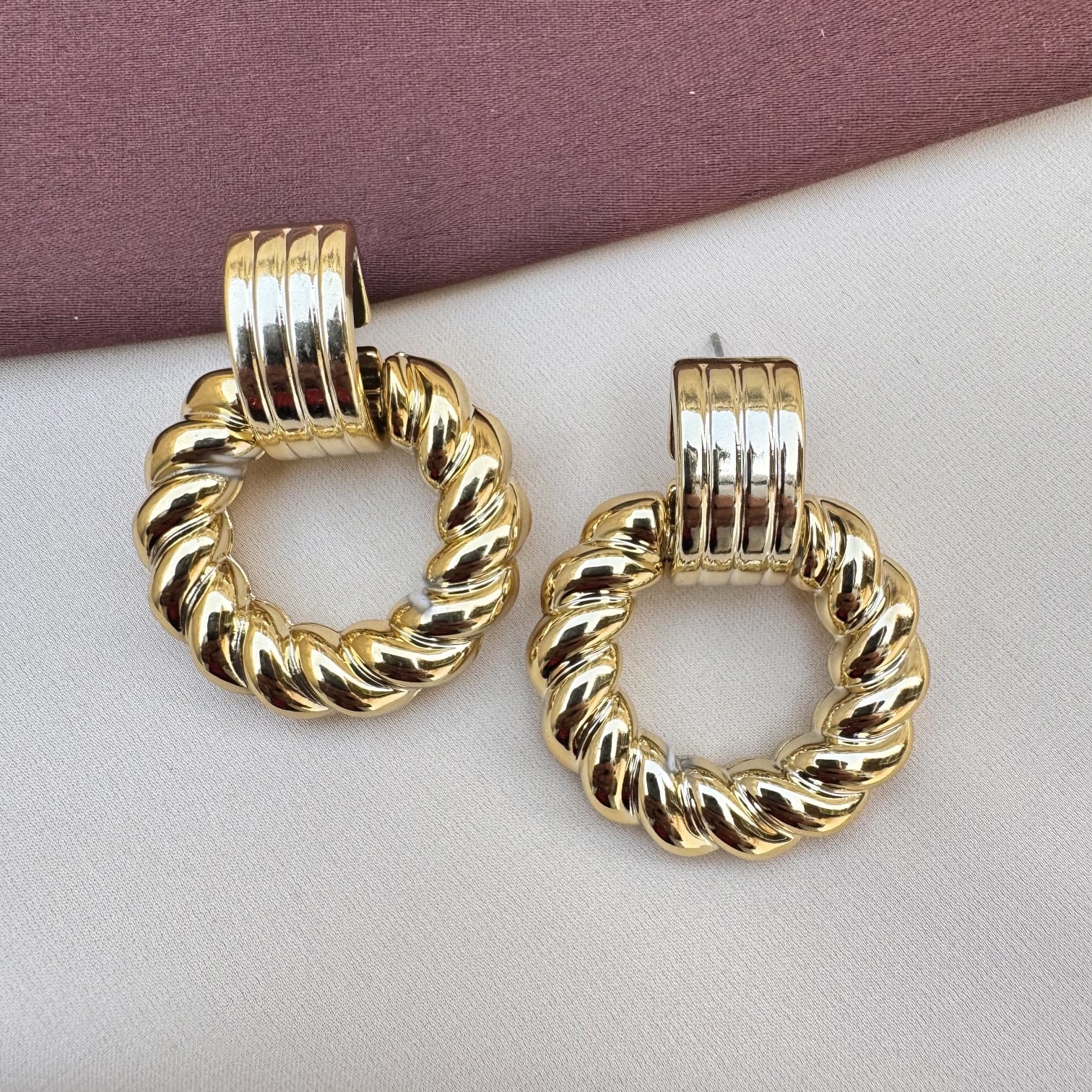 TFC Swirl Gold Plated Dangler Earrings