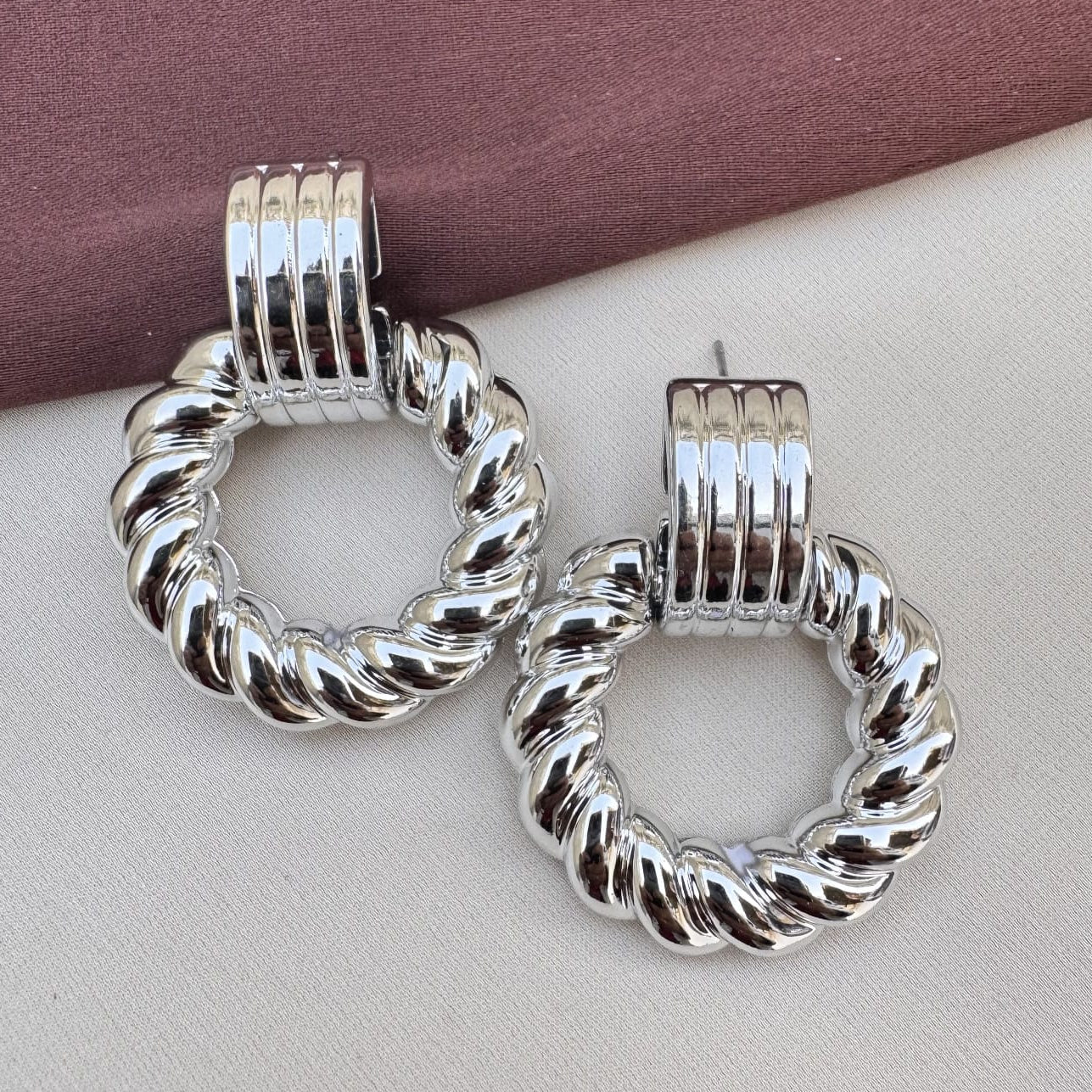 TFC Swirl Silver Plated Dangler Earrings