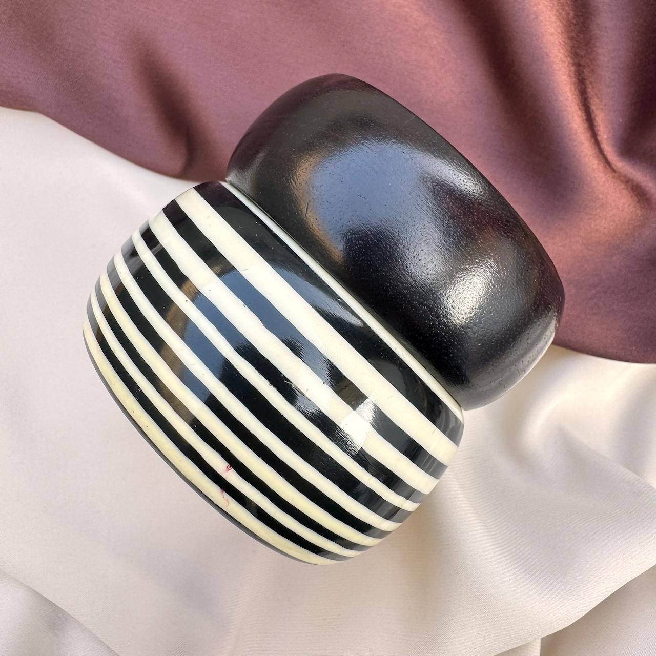 TFC Size 2.5 Midnight Stripes Wooden Bangle Set of 2
