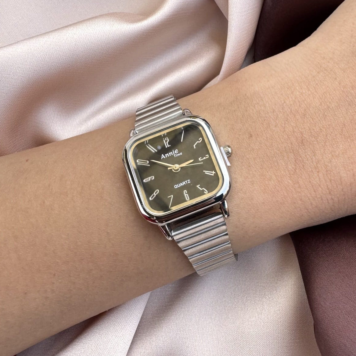 TFC Black Square Silver Plated Watch