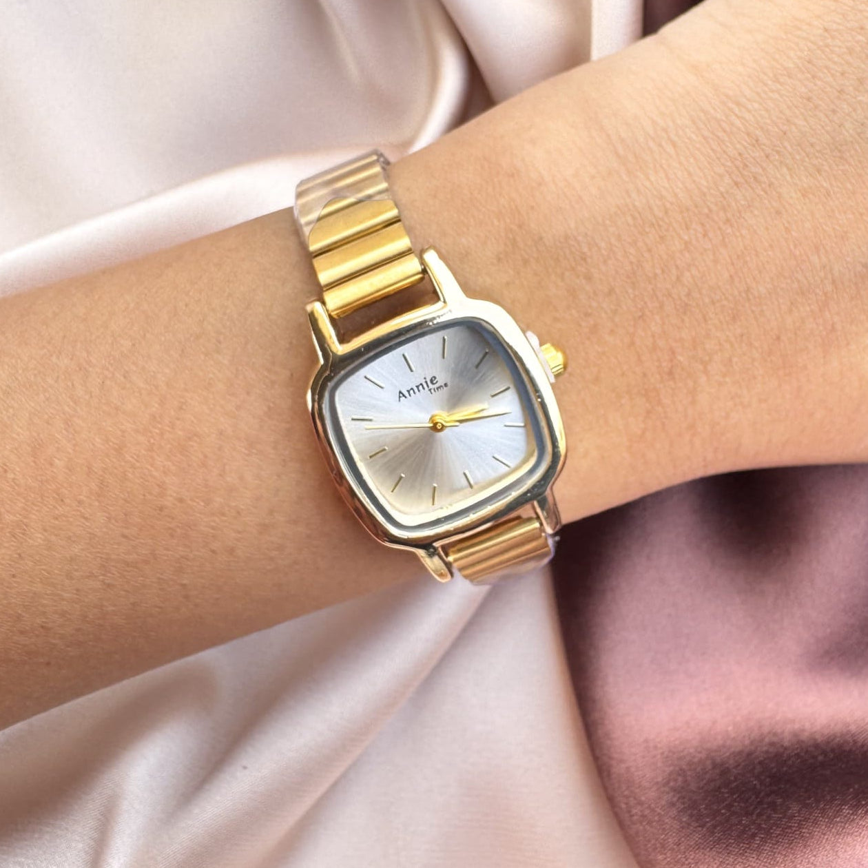 TFC Soft White Square Gold Plated Watch