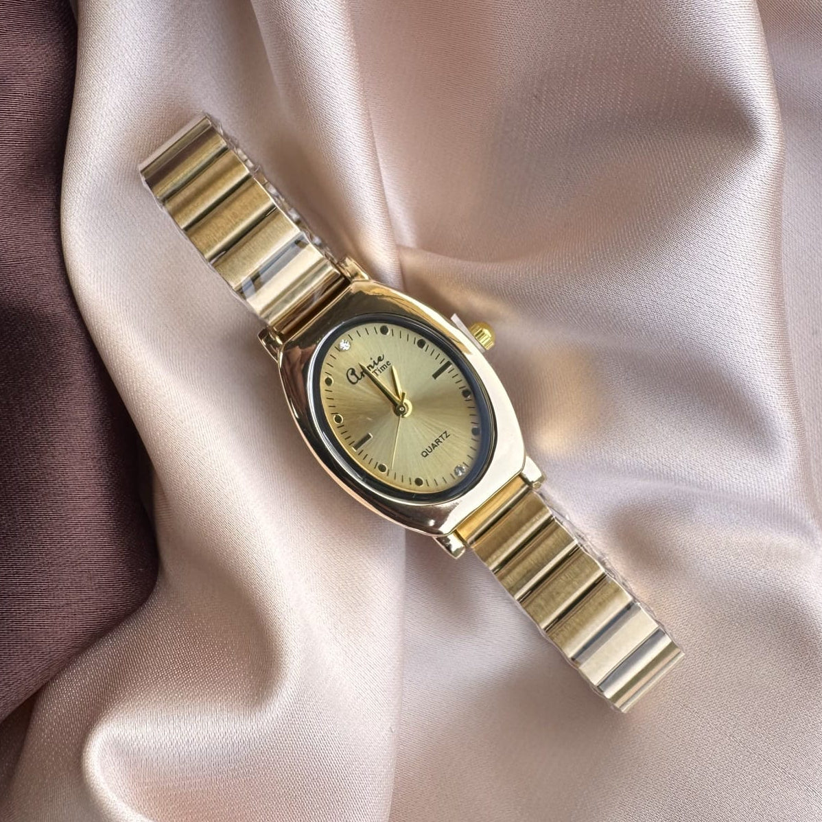 TFC Cream Oval Gold Plated Watch