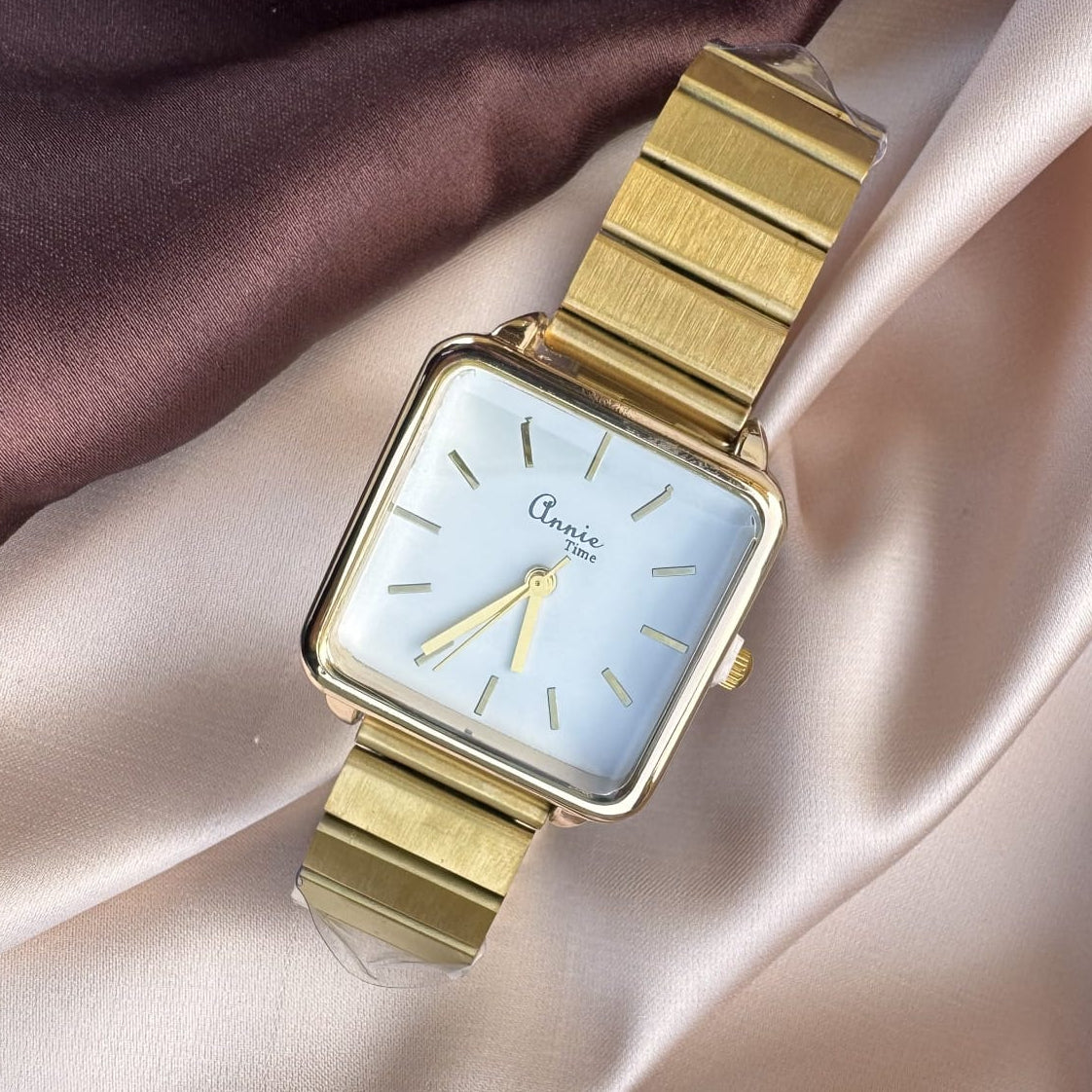 TFC Fine White Square Gold Plated Watch