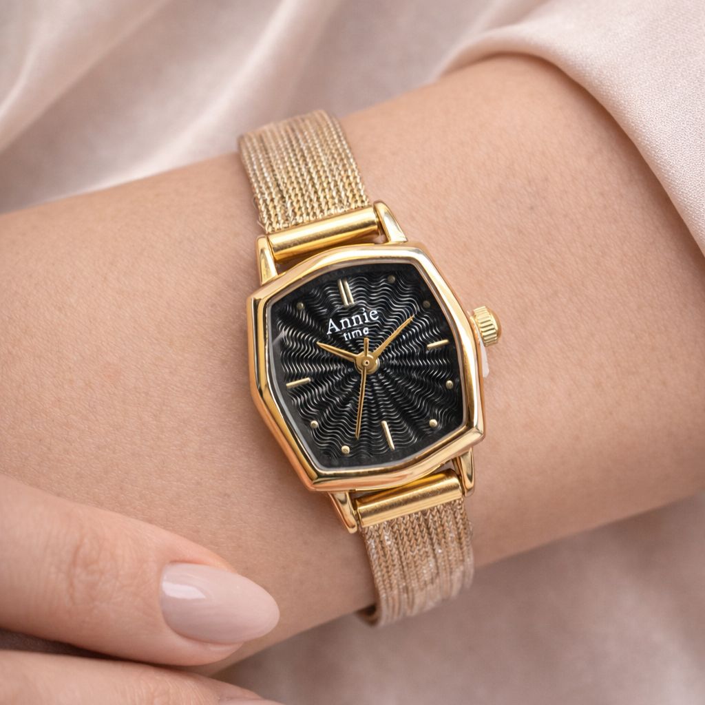 TFC Black Square Gold Plated Watch