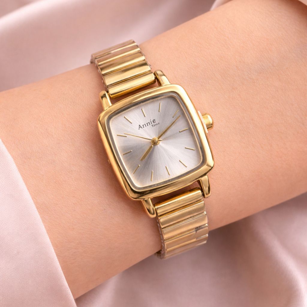 TFC Soft White Square Gold Plated Watch
