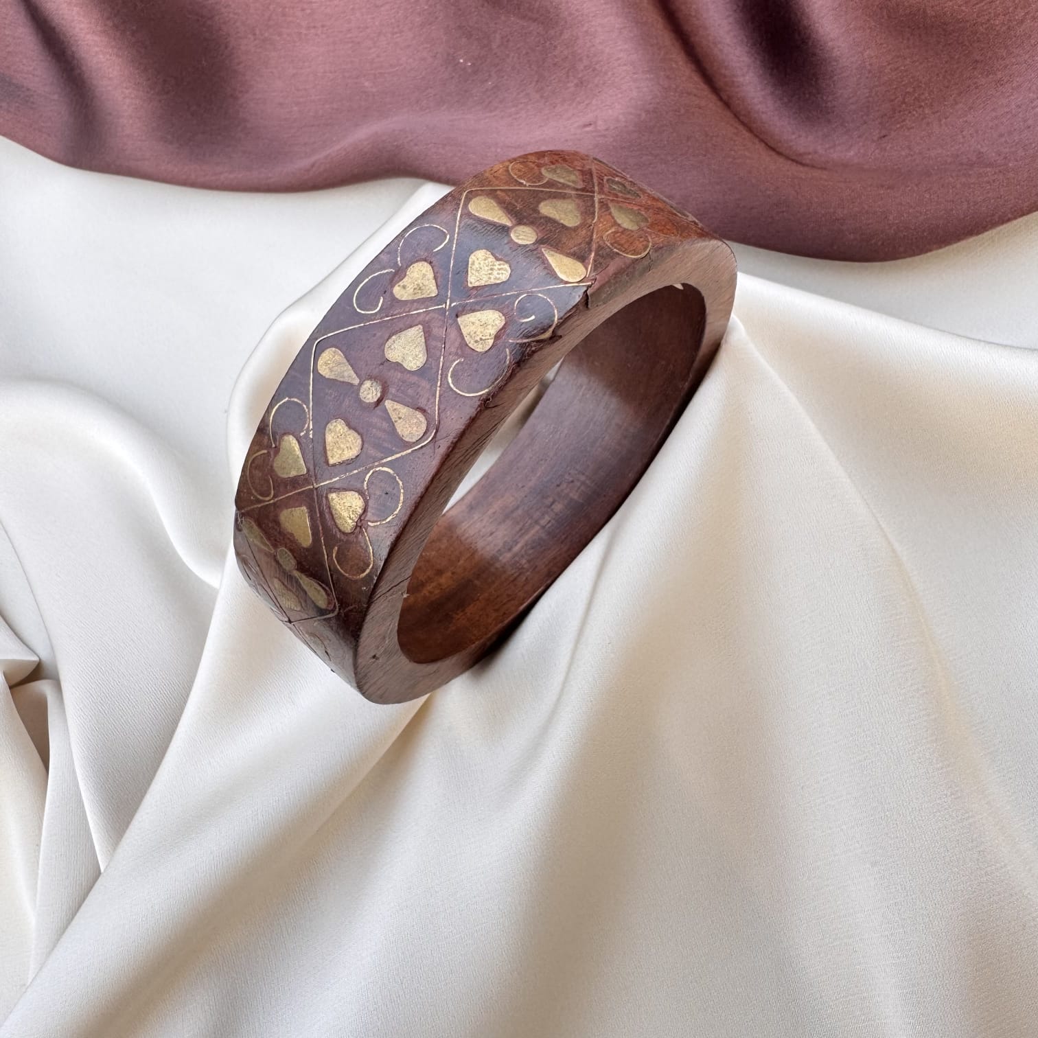 TFC Size 2.6 Golden Heart Wooden Bangle