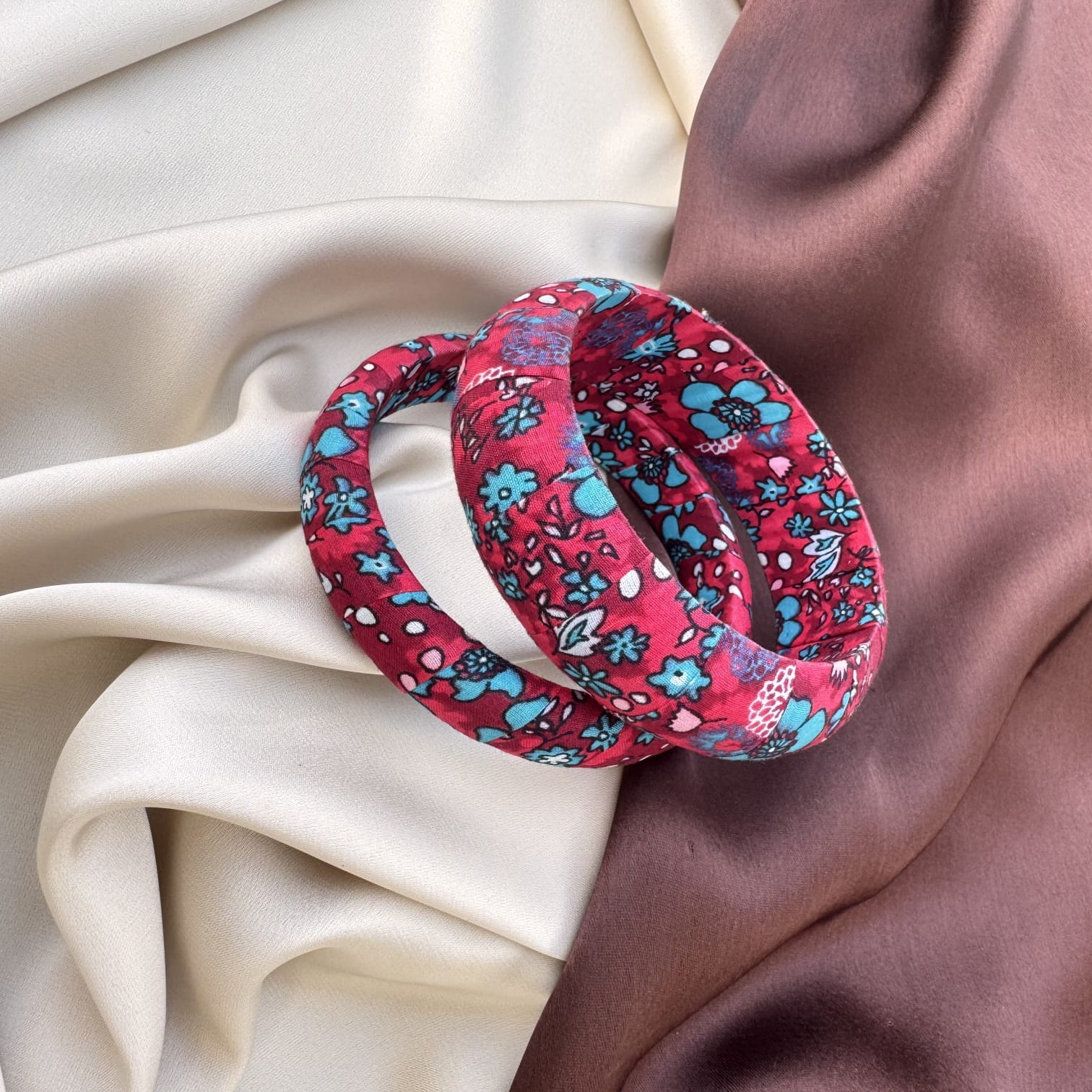 TFC Size 2.6 Pink Flower Hand Made Bangle Set of 2