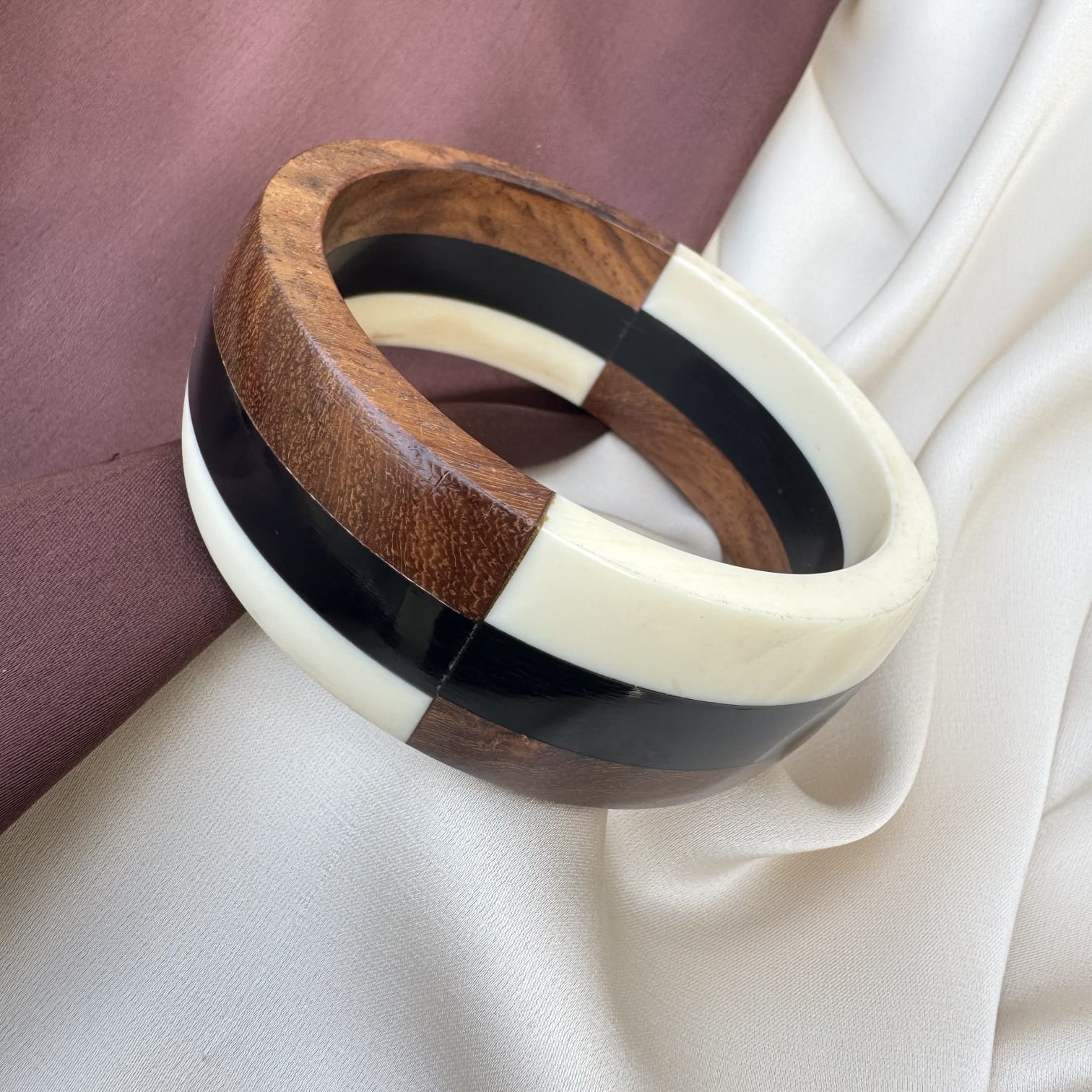 TFC Size 2.6 Wooden White Bangle