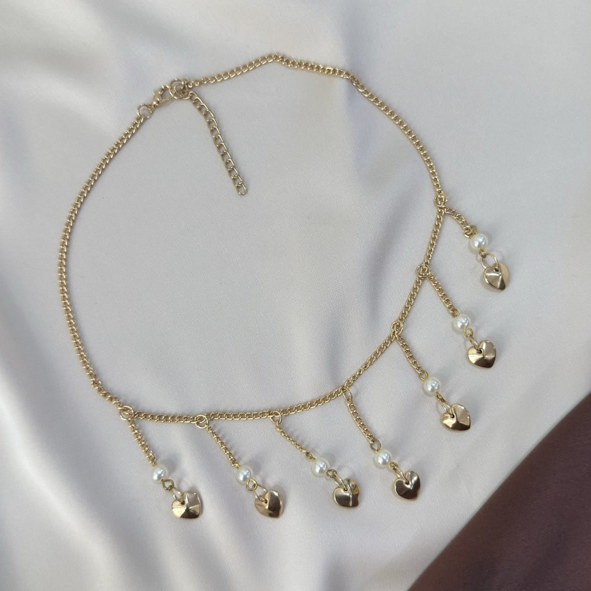 TFC Seven Trio Heart Gold Plated Necklace