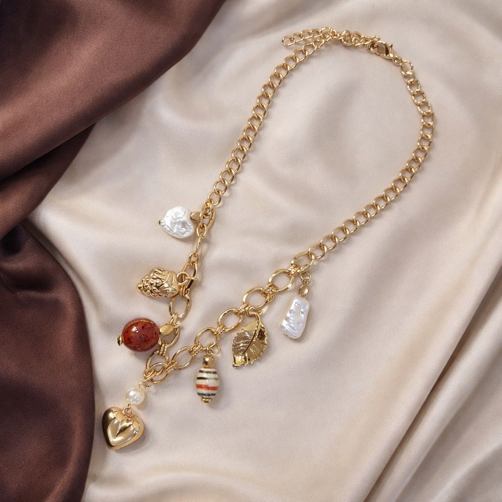 TFC Multi Charm Gold Plated Necklace