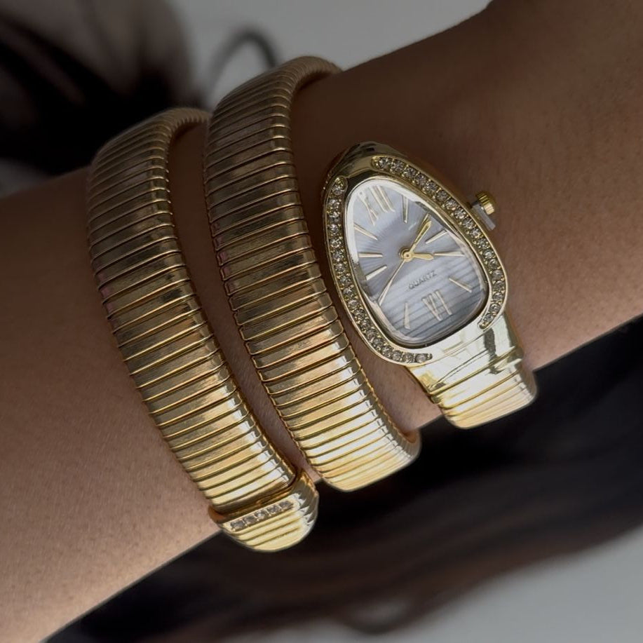 TFC Adjustable Stone Watch Gold Plated Bracelet