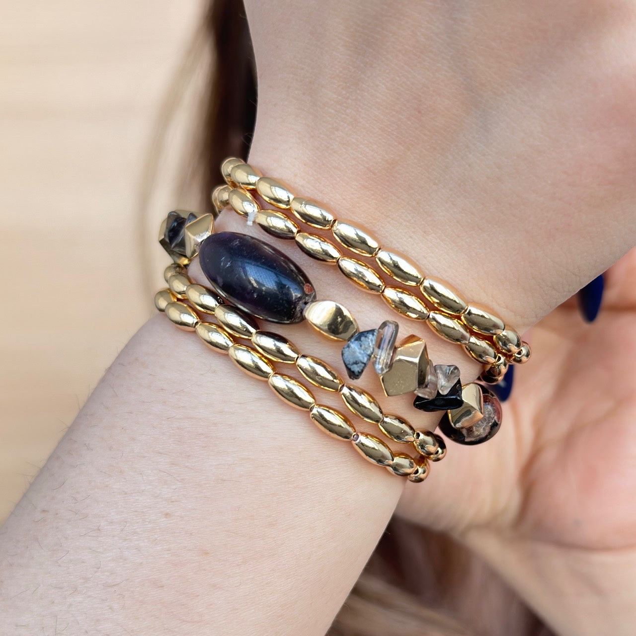 TFC Noir Luxe Gold Plated Bracelet (set of 5)