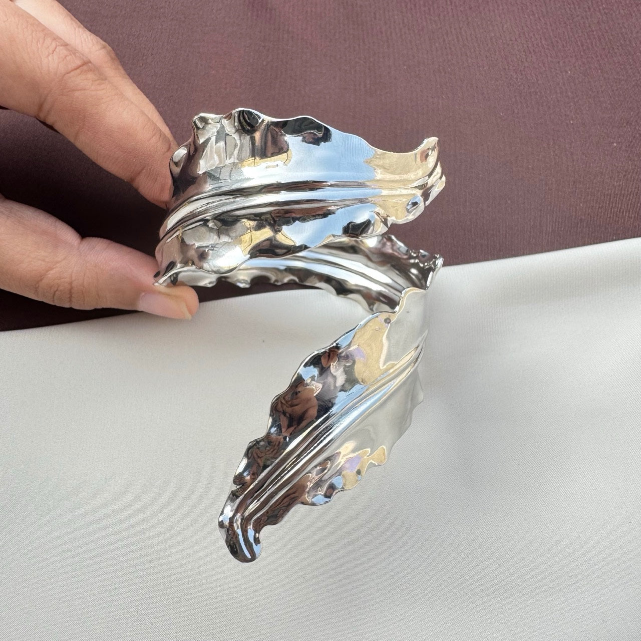 TFC Flowing Leaf Silver Plated Cuff Bracelet