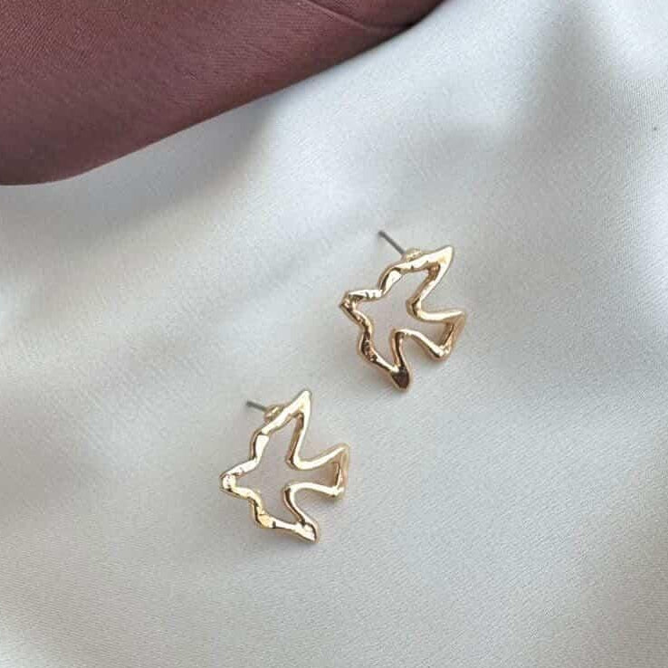 TFC Bird Line Gold Plated Earrings