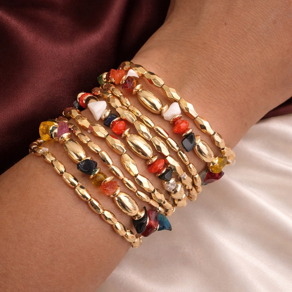 TFC Rainbow Twist Gold Plated Bracelet Set of 9