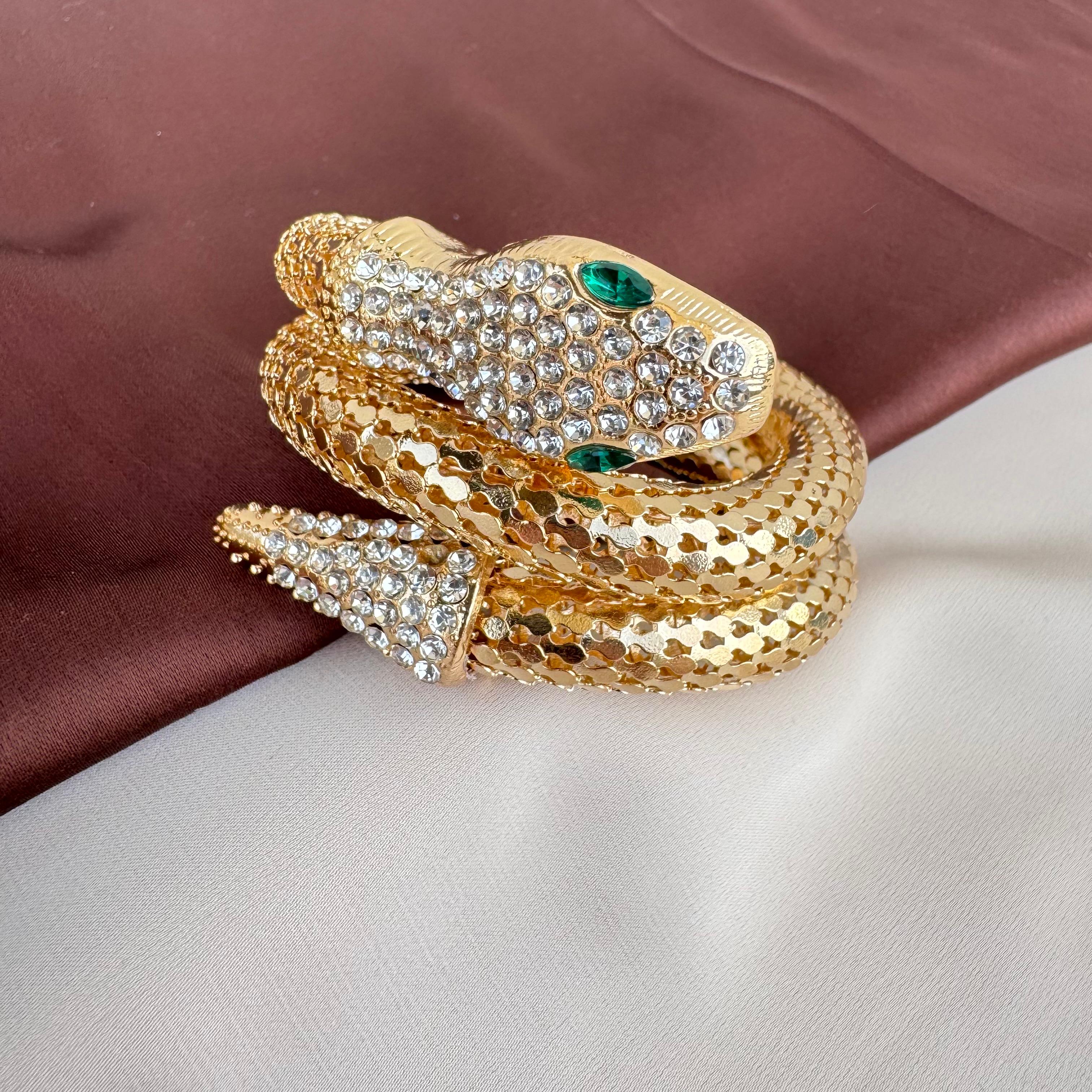TFC Size 2.6 Bold Snake Gold Plated Bracelet