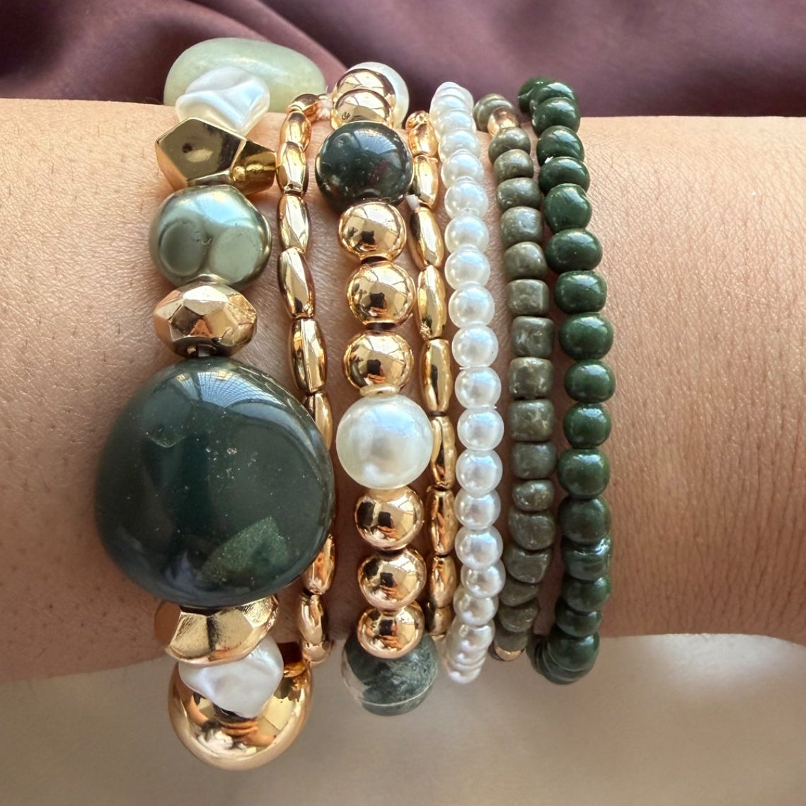 TFC Coastal Gem Stack Gold Plated Bracelet Set 7