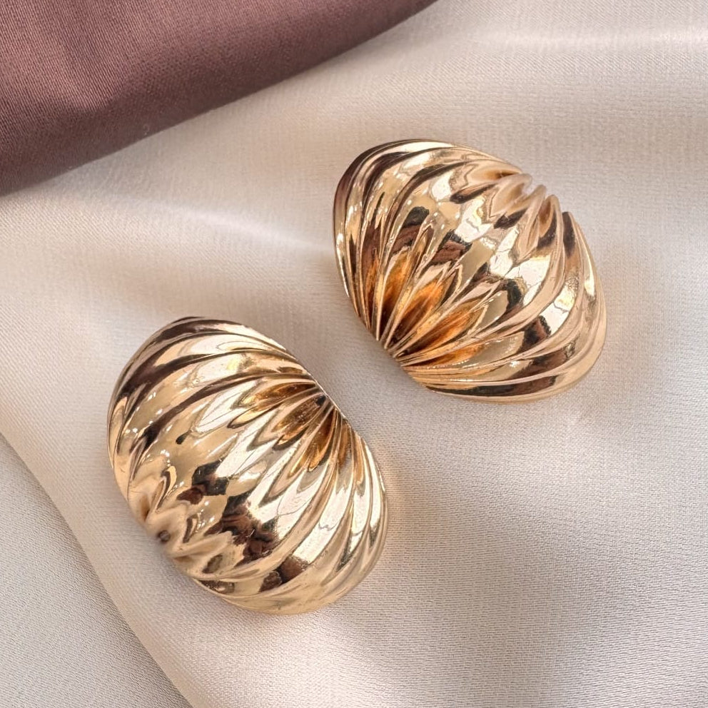 TFC Vortex Luxe Ripple Gold Plated Stud Earring