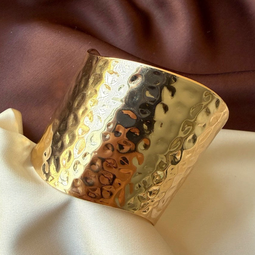 TFC Majestic Hammered Gold Plated Adjustable Cuff Bracelet