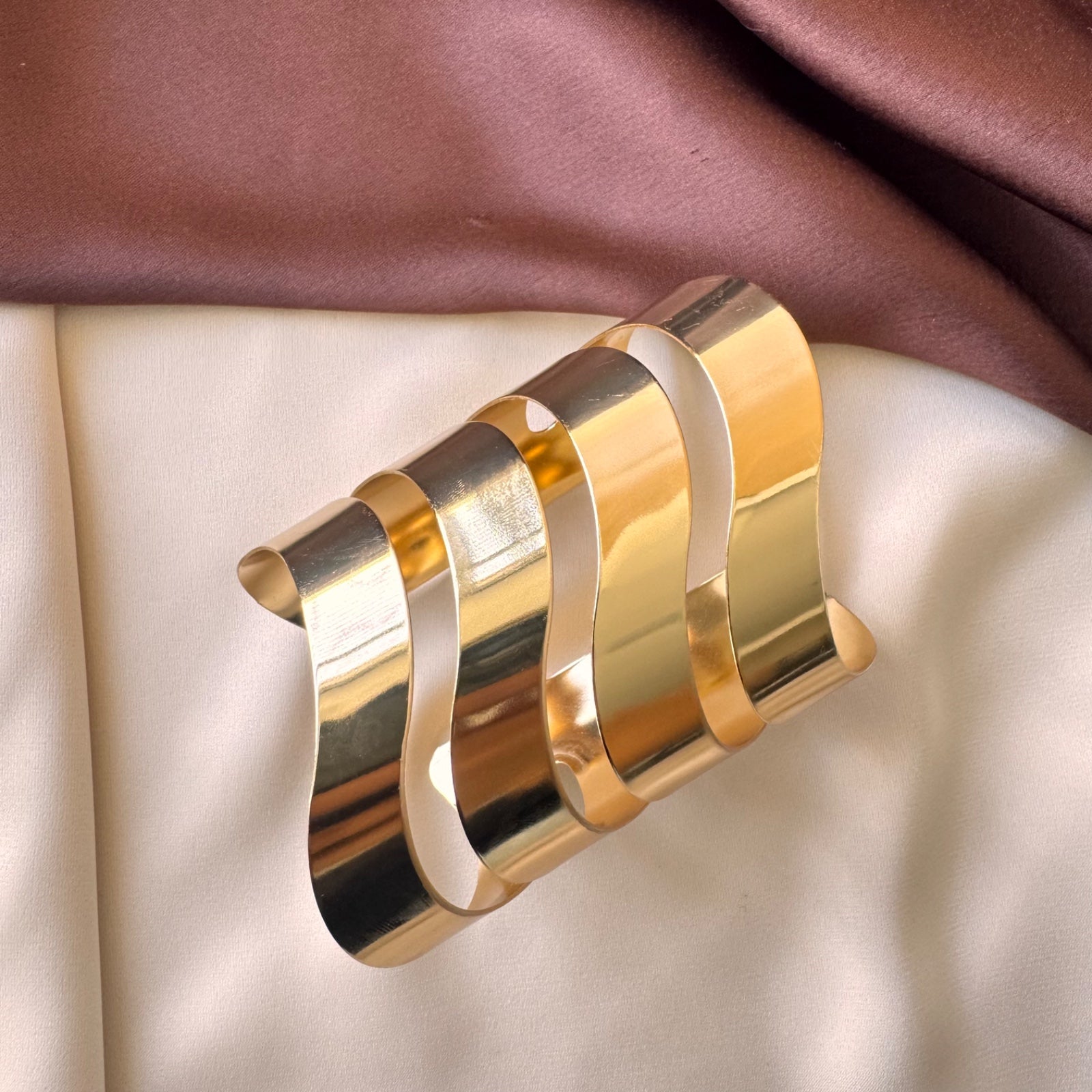TFC Wavey Line Gold Plated Cuff Bracelet