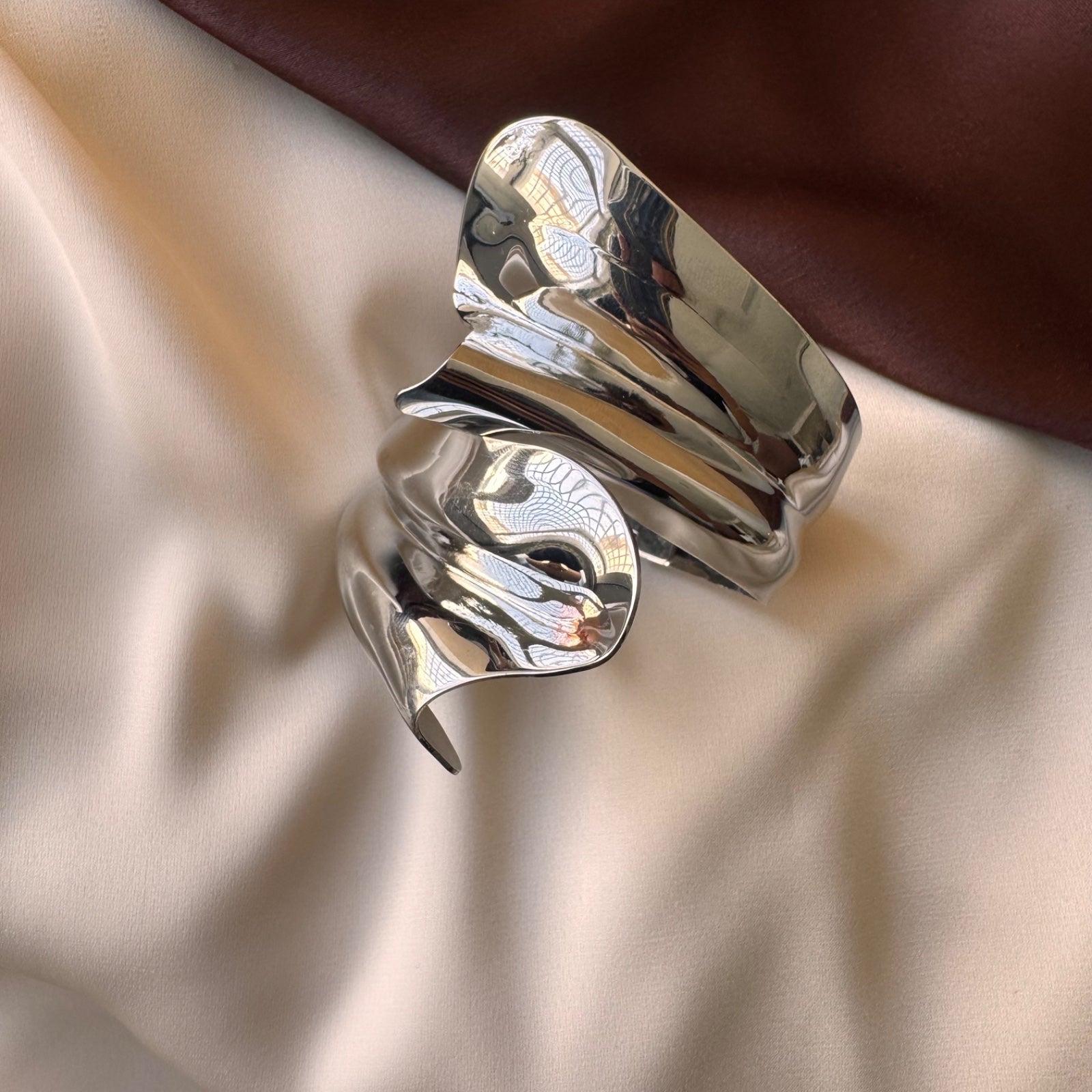 TFC Molten Edge Silver Plated Cuff Bracelet