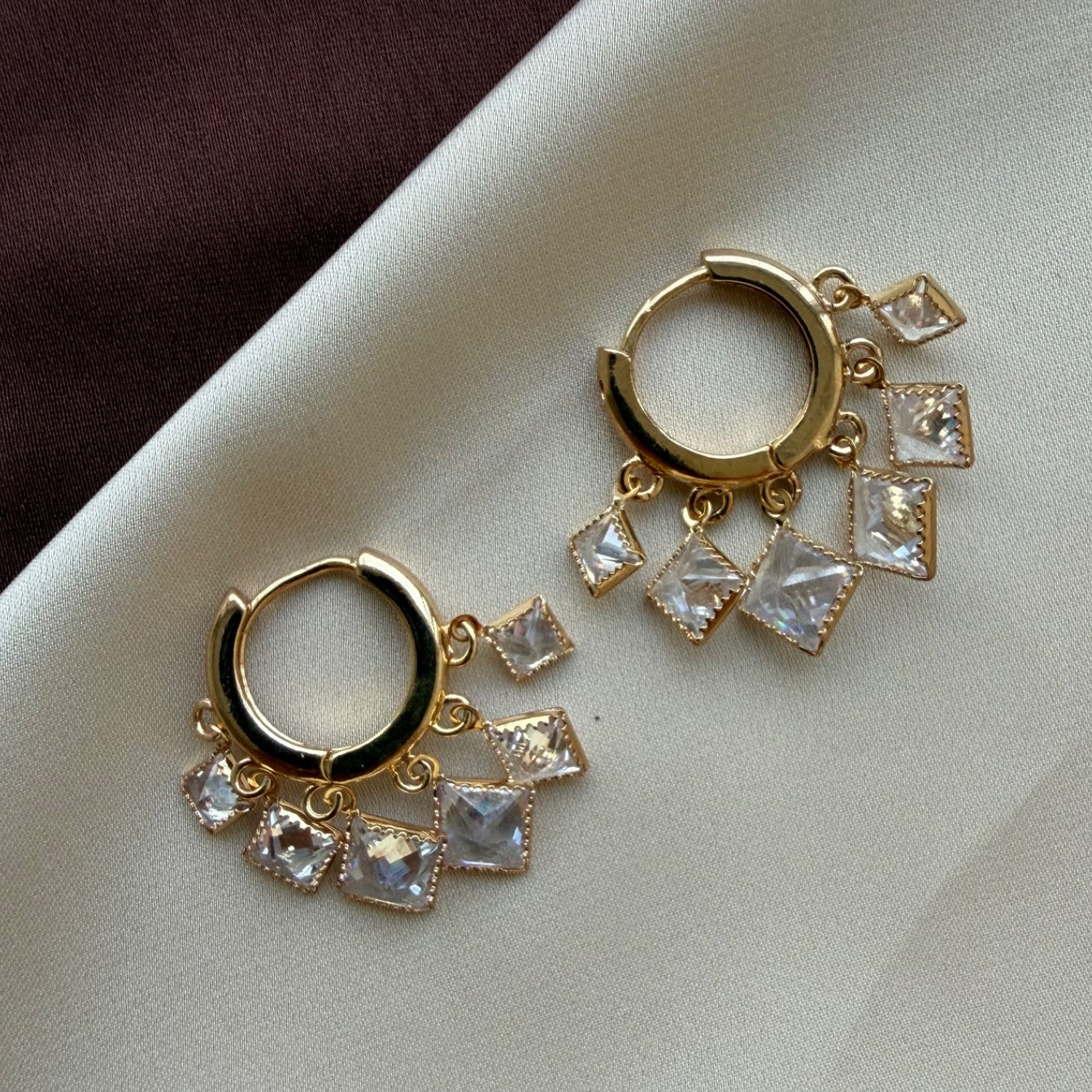 TFC Diamond 6 Dangling Charms Gold Plated Earrings