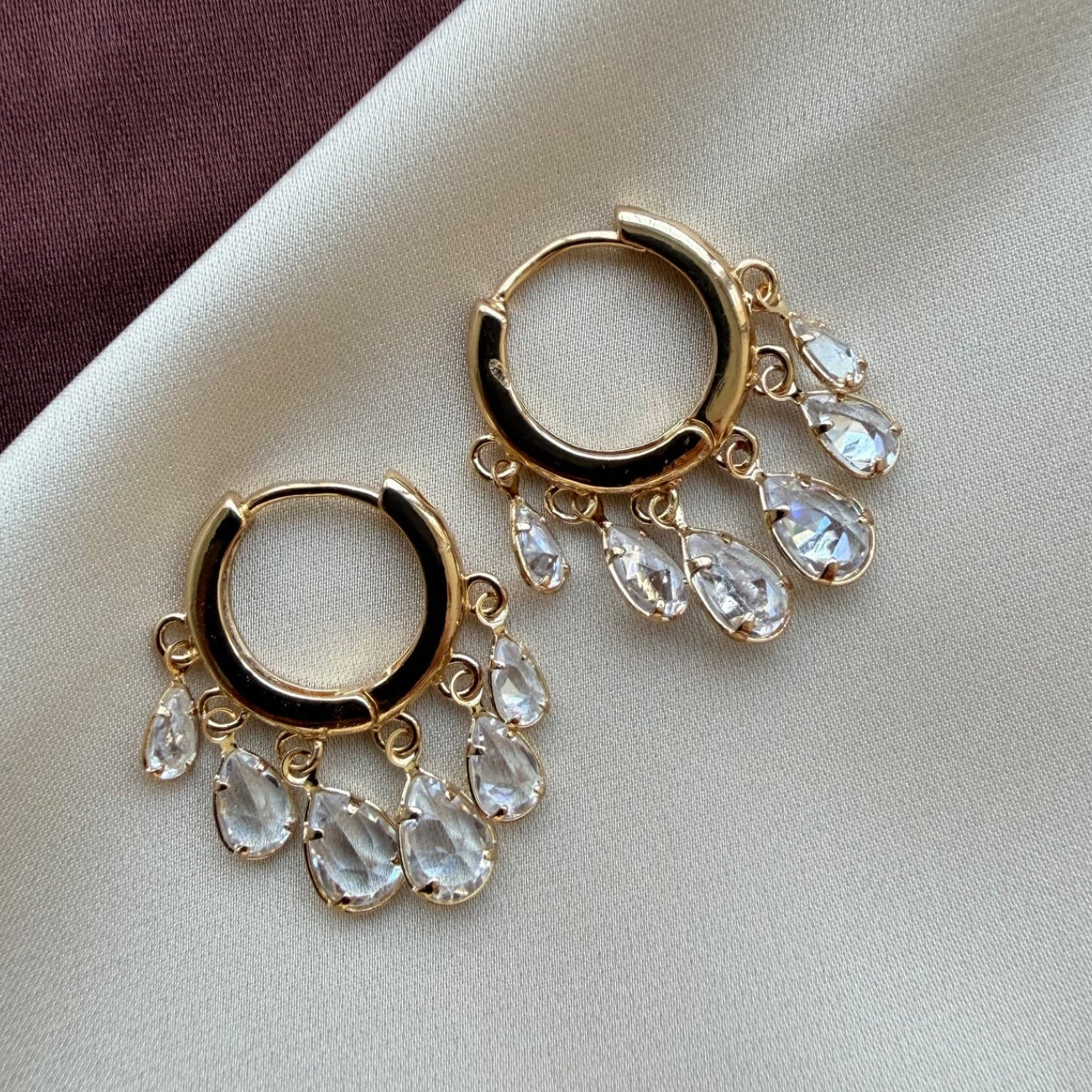 TFC Water Drop 6 Dangling Charms Gold Plated Earrings