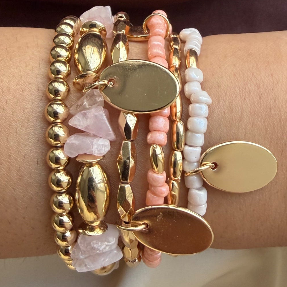 TFC Pink Uncut Gold Plated Bracelet (set of 6)