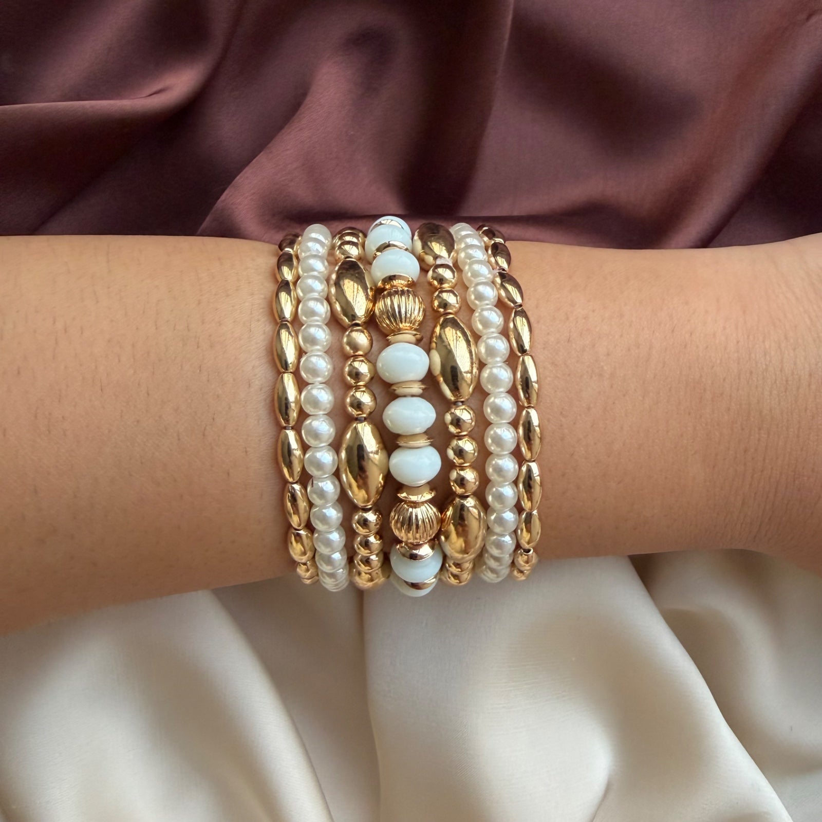 TFC Snow White Gold Plated Bracelet (set of 7)