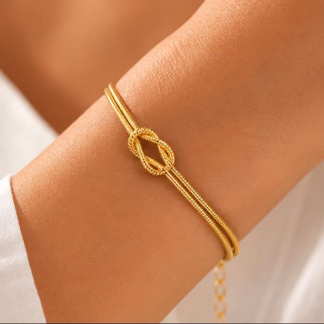 TFC Fixed Knot Gold Plated Adjustable Chain Bracelet