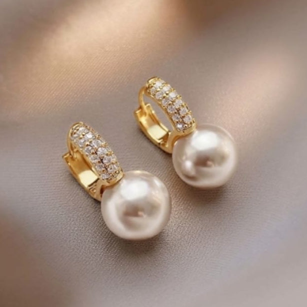 TFC Stone Pearl Gold Plated Earrings