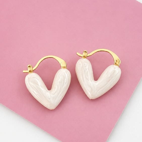 TFC Whitish Heart Gold Plated Earrings