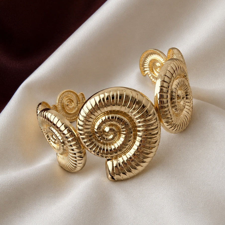 TFC Ocean Spiral Gold Plated Cuff Bracelet