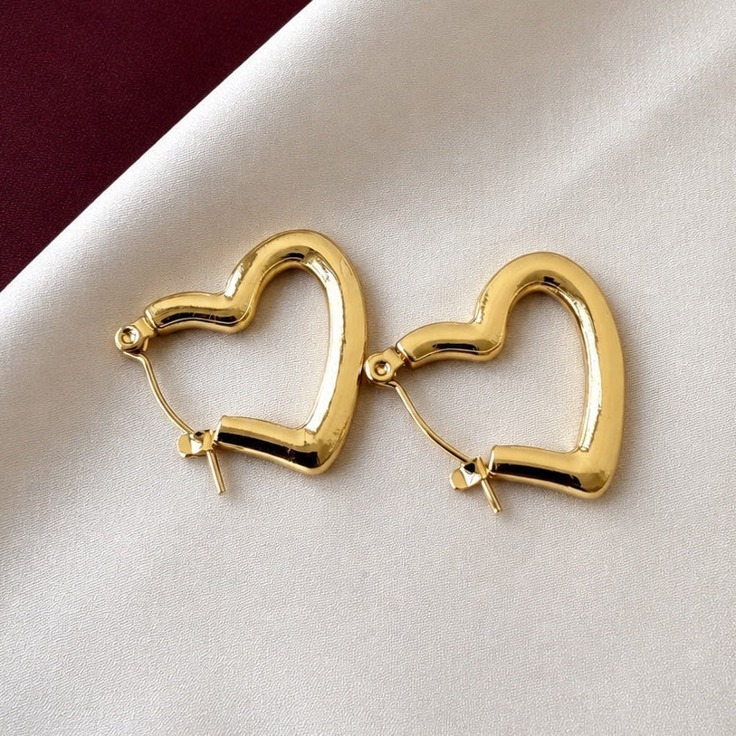 TFC Fine Heart Gold Plated Hoop Earrings