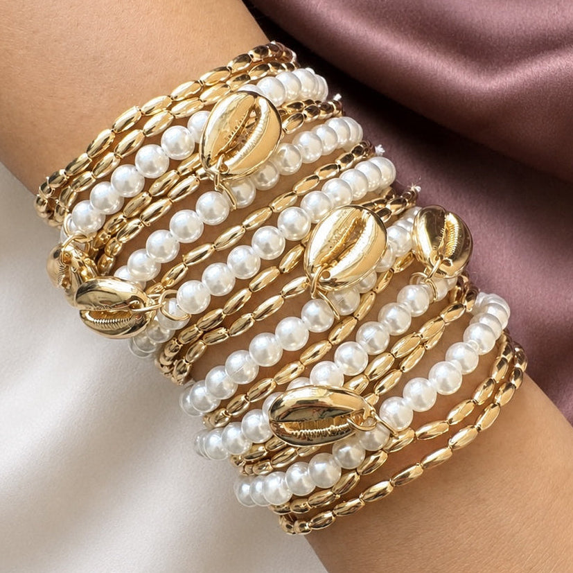 TFC Pearl Shell Gold Plated Bracelet Set 18