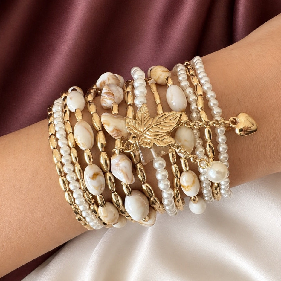 TFC Snow Shell Gold Plated Bracelet Set 13
