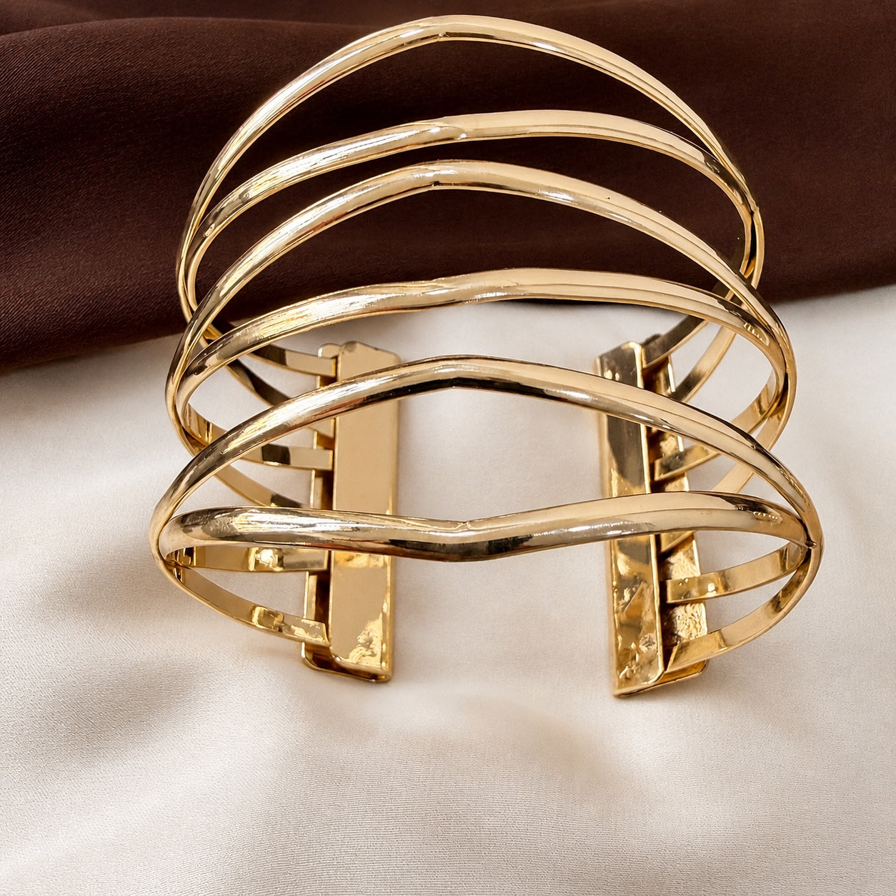 TFC Adjustable Celestial Curve Gold Plated Cuff Bracelet