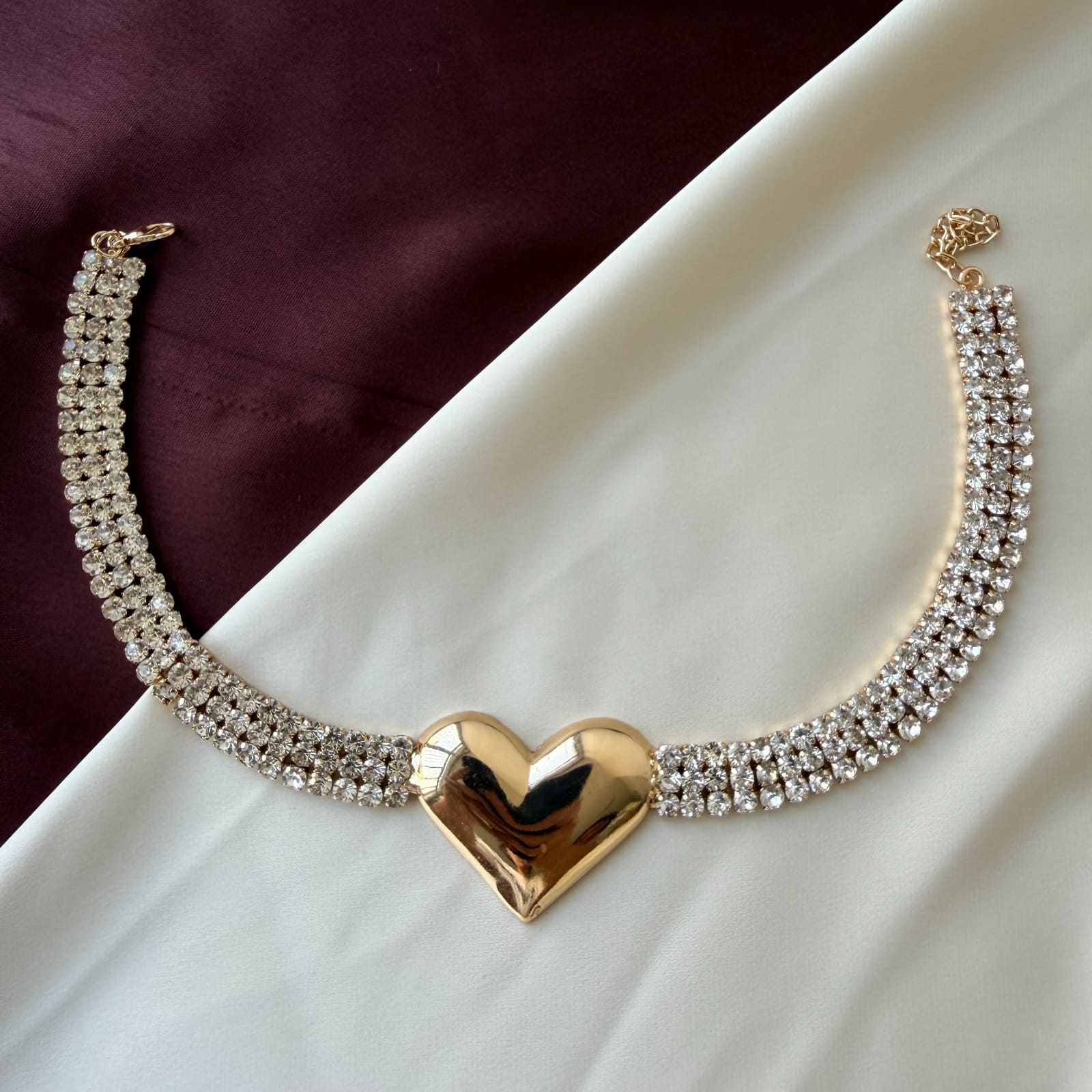 TFC Plane Heart Gold Plated Choker Necklace