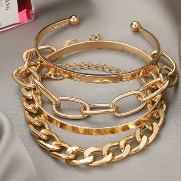 TFC Size 2.8 Chain Oval Gold Plated Bracelet (set of 4)